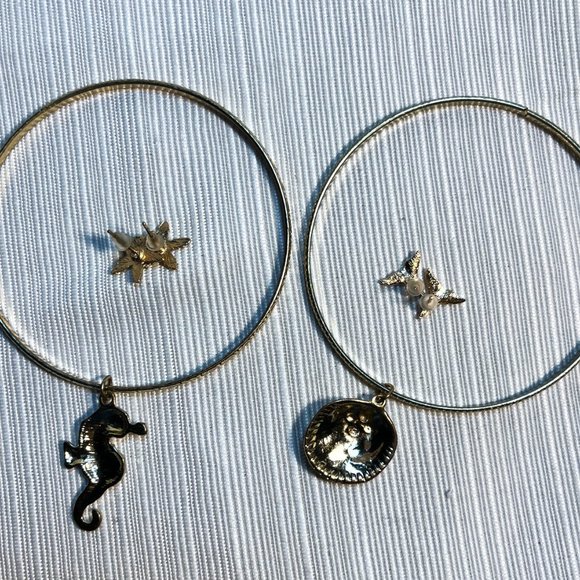 Lot 2 Bangles/2 Pair Earrings Summer Beach Set - Picture 8 of 8